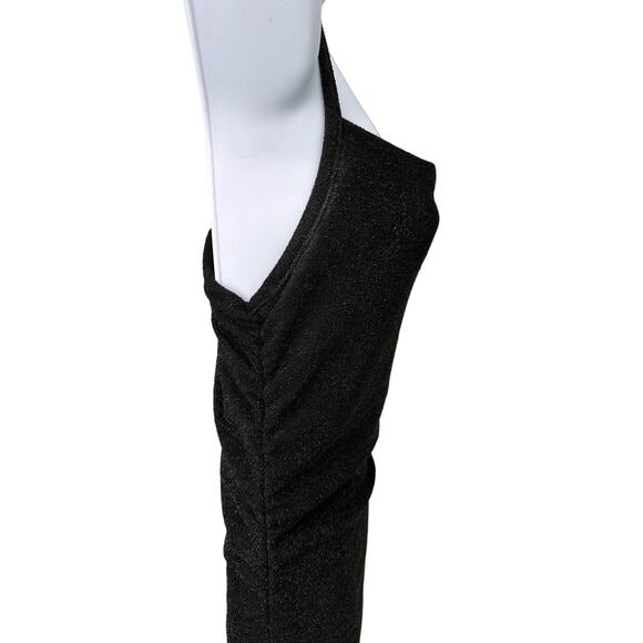 Forever Rose Couture Ruched Bodycon Dress Small Black Stretchy Prom Maxi Formal - Picture 6 of 12